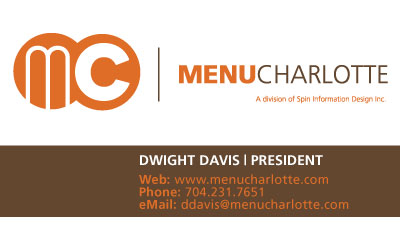 menu charlotte business card design